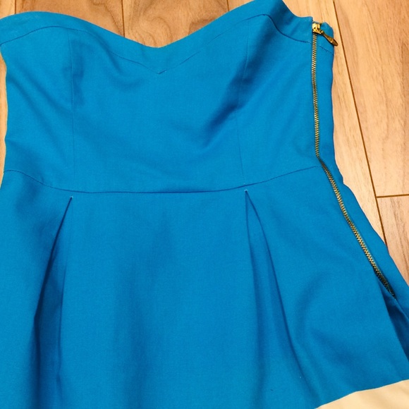 Zara blue strapless mini w/stripes - Picture 7 of 10